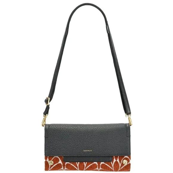 Hammitt AJ Crossbody Clutch Texas Tapestry Black Leather Removable Strap - Picture 12 of 14